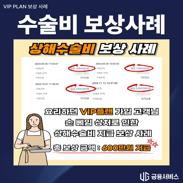 요리 중 손 베임과 수술 보상사례 자료